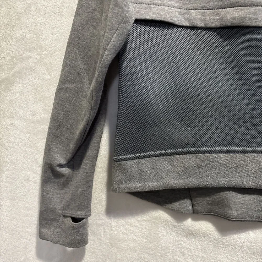 Nike Sportswear Tech Fleece Mesh Crew Zipper Thumbholes Gray Women's Size Small